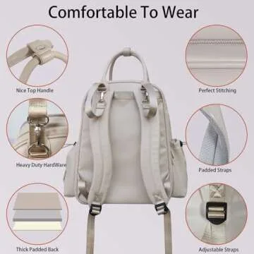 Hap Tim Diaper Bag Backpack, Leather Baby Diaper Bag with Changing Pad,19 Pockets, 2 Clear Makeup Bags, 2 Stroller Clips, Baby Registry Search, Cream White(K2252-CM)