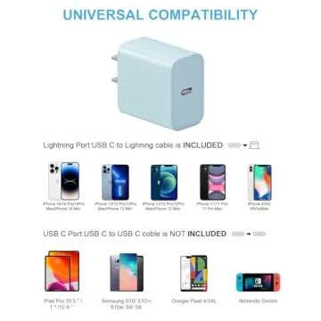 iPhone 14 13 12 Fast Charger 20W PD USB C Wall Charger with 6FT Fast Charging Cable for iPhone 14/14 Pro/14 Pro Max/14 Plus/13/12/11/Pro/Pro Max/Mini/Xs Max/X, iPad - Blue