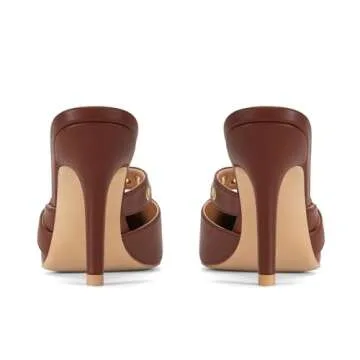 Dsevht Black Kitten Heels for Women - Pointed Toe Dressy Bow Heels Vintage Mules Sexy Pointy Studded Slip on Stiletto Pumps