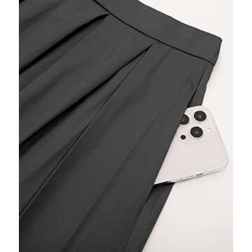 Tandisk Vintage A-line Midi Skirt with Pockets - Grey