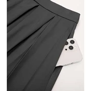 Tandisk Vintage A-line Midi Skirt with Pockets - Grey