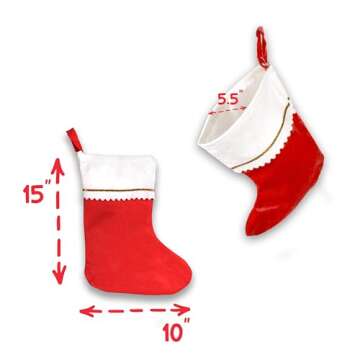 12 Pack Customizable Felt Christmas Stockings in Red