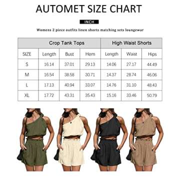 AUTOMET Womens 2 Two Piece Outfits Linen Matching Sets Lounge Short Sets 2023 Trendy Crop Tops Teen Girls Beach Clothes Summer Vacation