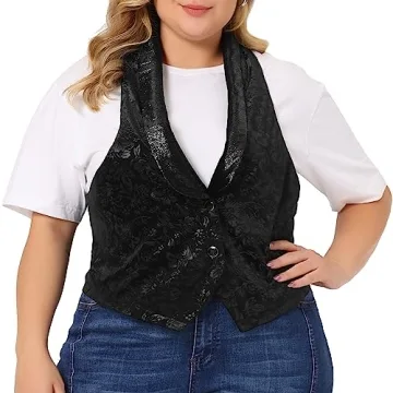 Elegant Plus Size Vintage Jacquard Vest for Women