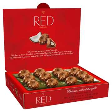 Red Delight Milk Chocolate Diamond Truffles 4.07 oz, Pack of 3 Chocolate Truffle Box with Smooth Coc...