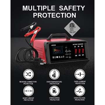 NOONE 2A/10A Car Battery Charger, 6V/12V Battery Charger Automotive, Motorcycle Trickle Charger, Des...