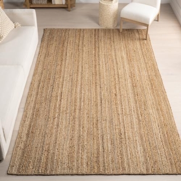 nuLOOM 5x8 Rigo Jute Hand Woven Area Rug, Natural, Solid Farmhouse Design, Natural Fiber, For Bedroo...