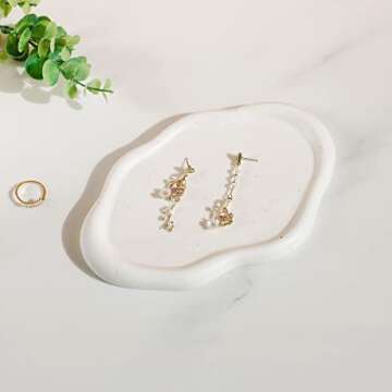 CESTATIVO Jewelry Dish Tray, Ring Dish, Ceramic Trinket Tray, Small Key Tray, Mother's Day, Christma...