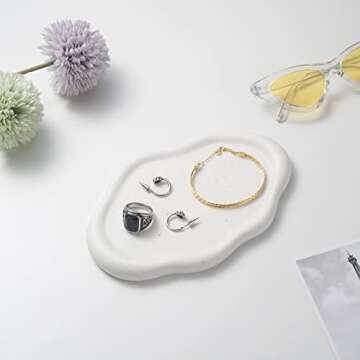 CESTATIVO Jewelry Dish Tray, Ring Dish, Ceramic Trinket Tray, Small Key Tray, Mother's Day, Christmas, Thanksgiving, Birthday Gift for Mother Daughter Friends