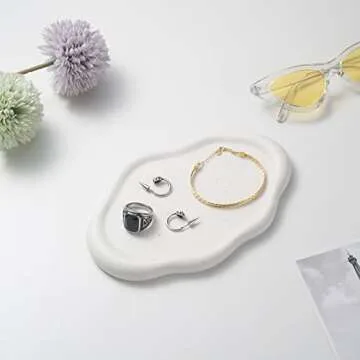 CESTATIVO Jewelry Tray Elegant Ceramic Trinket Dish