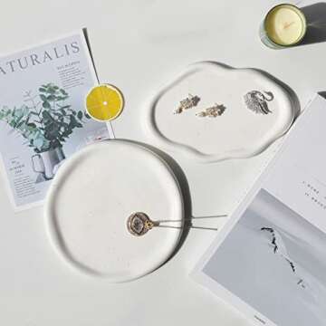 CESTATIVO Jewelry Dish Tray, Ring Dish, Ceramic Trinket Tray, Small Key Tray, Mother's Day, Christmas, Thanksgiving, Birthday Gift for Mother Daughter Friends