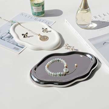 CESTATIVO Jewelry Dish Tray, Ring Dish, Ceramic Trinket Tray, Small Key Tray, Mother's Day, Christmas, Thanksgiving, Birthday Gift for Mother Daughter Friends