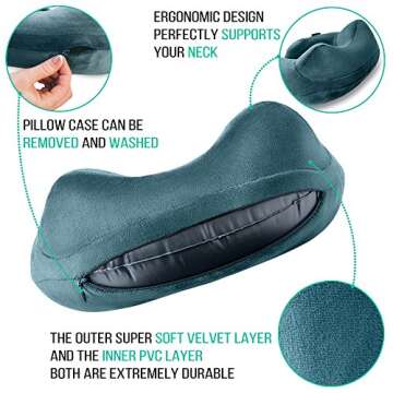 3in1 Premium Inflatable Travel Neck Pillow Set for Comfort