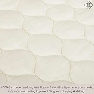 Bioweaves 100% Organic Cotton Mattress Pad Cover, GOTS Certified Cooling Quilted Fitted Mattress Topper & Protector with Soft Cotton Wadding - 20 Inch Deep Pocket, Queen