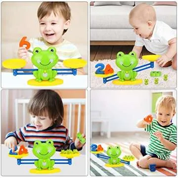 Aitbay Cool Math Game, Valentines for Preschoolers Frog Balance Counting Toys for Boys & Girls Educational Number Toy Fun Children's Gift STEM Learning Age 3+ (63 PCS)