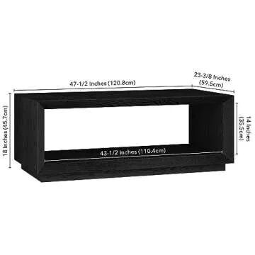 Henn&Hart 48" Wide Rectangular Coffee Table in Black, for Home, Living Room, Bedroom, Entertainment Room, Office