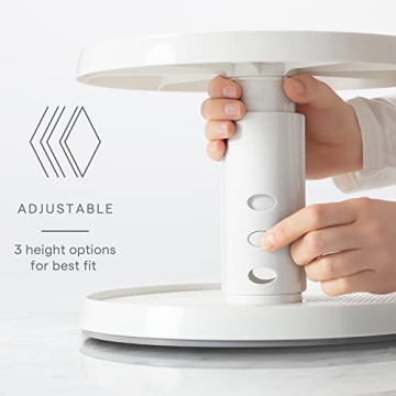 YouCopia Crazy Susan Two-Tier Turntable, Height-Adjustable Lazy Susan Organizer for Kitchen Cabinet and Pantry Organization and Storage, White
