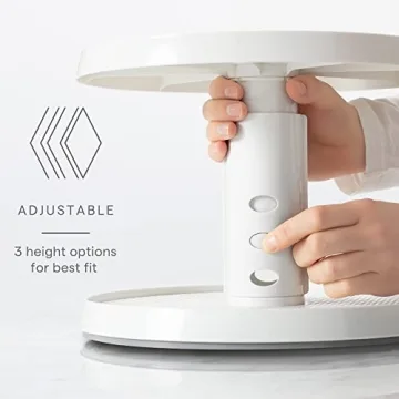 YouCopia Crazy Susan Two-Tier Turntable, Height-Adjustable Lazy Susan Organizer for Kitchen Cabinet and Pantry Organization and Storage, White