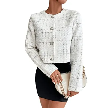 Chic SweatyRocks Plaid Crop Jacket for Every Occasion
