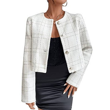 Chic SweatyRocks Plaid Crop Jacket for Every Occasion