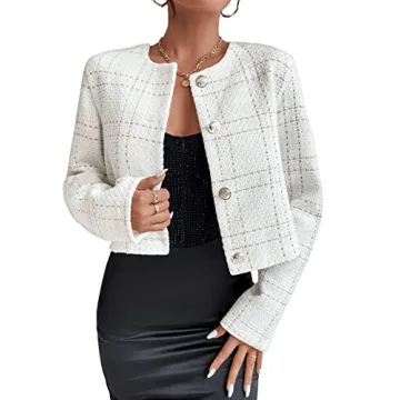 Chic SweatyRocks Plaid Crop Jacket for Every Occasion
