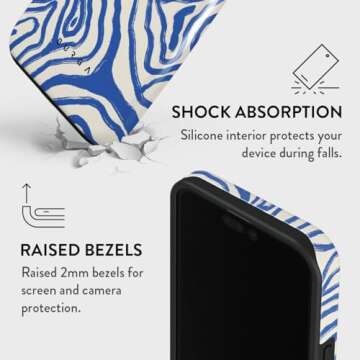 BURGA Phone Case for iPhone 15 Pro - Cute, Trendy, Aesthetic, Pattern Phone Cover, Hard Shell Protection - fits Apple iPhone 15 Pro Case for Women and Men, Blue Ocean Waves