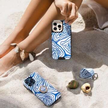 BURGA Phone Case for iPhone 15 Pro - Cute, Trendy, Aesthetic, Pattern Phone Cover, Hard Shell Protection - fits Apple iPhone 15 Pro Case for Women and Men, Blue Ocean Waves