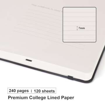 Comix Lined Journal Notebooks, 240 Pages, 5.5 x 8.3 inch, Black, A5 Medium Hardcover Notebooks, Classic College Ruled Notebooks for Writing