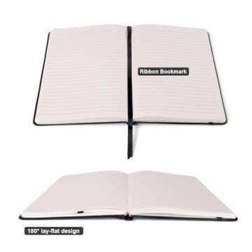 Comix Lined Journal Notebooks, 240 Pages, 5.5 x 8.3 inch, Black, A5 Medium Hardcover Notebooks, Classic College Ruled Notebooks for Writing