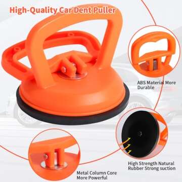 ROYADVE 5 Pack Car Dent Puller & Car Dent Removal Repair Kit with Suction Cup Tool - Perfect for Car Body/Tile Lifting/Moving Heavy Objects (Orange)