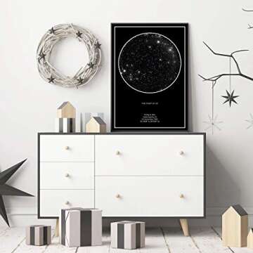 West Clay Company Personalized Star Constellation Map | Unframed - Multiple Sizes | Minimal Star Chart for Home | Gifts for Women, Men, Valentine’s Day | Night Sky Custom Poster