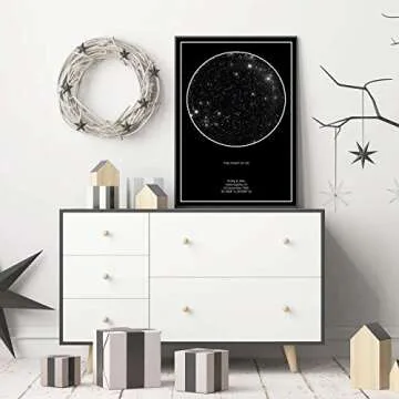 West Clay Company Personalized Star Constellation Map | Unframed - Multiple Sizes | Minimal Star Chart for Home | Gifts for Women, Men, Valentine’s Day | Night Sky Custom Poster