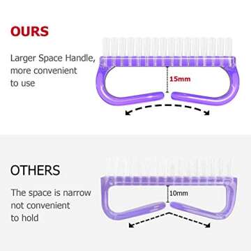 Larbois Handle Grip Nail Brush, Nail Brushes Hand Fingernail Brush Cleaner Scrubbing Kit Pedicure for Toes and Nails Men Women (4 Pack)