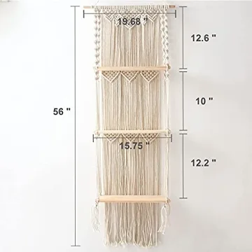 Shop ELASAD Handmade 3-Tier Macrame Wall Shelf