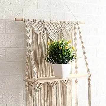Shop ELASAD Handmade 3-Tier Macrame Wall Shelf