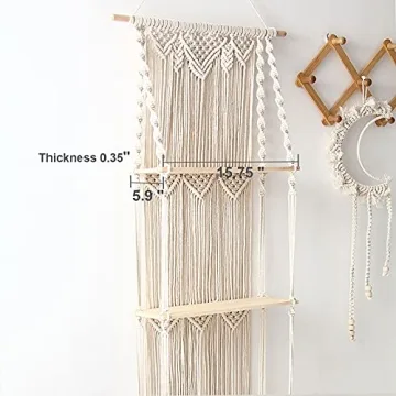Shop ELASAD Handmade 3-Tier Macrame Wall Shelf