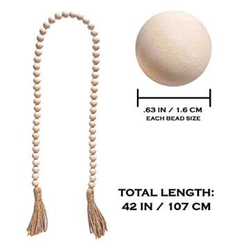Rustic Wooden Bead Tray with Tassel - Farmhouse Decor