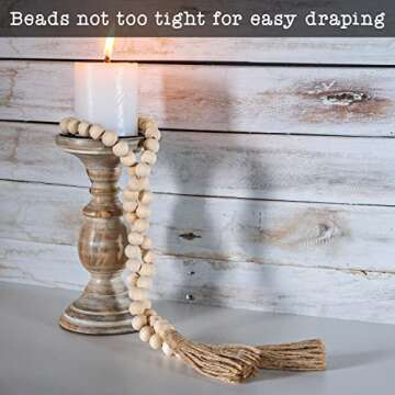 Rustic Wooden Bead Tray with Tassel - Farmhouse Decor