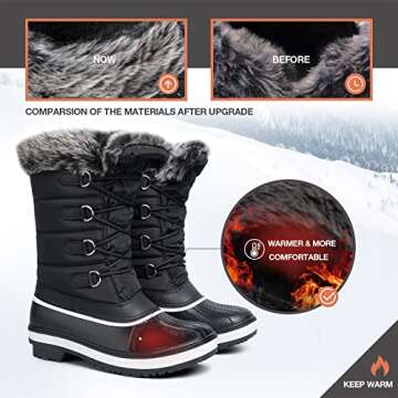 mysoft Women's Waterproof Winter Boots, Warm Insulated Snow Boots for Outdoor Black 7