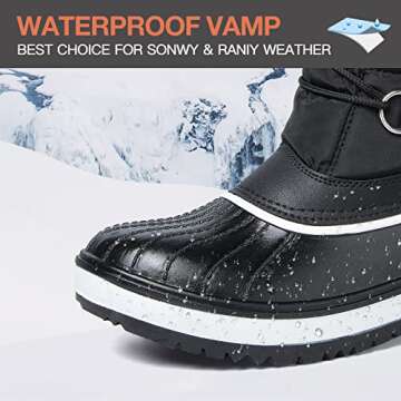 mysoft Women's Waterproof Winter Boots, Warm Insulated Snow Boots for Outdoor Black 7