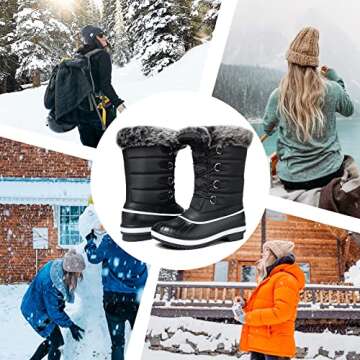 mysoft Women's Waterproof Winter Boots, Warm Insulated Snow Boots for Outdoor Black 7