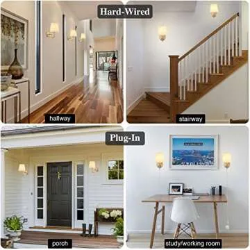 LASENCHOO Plug in Wall Sconces Set of Two, Modern Wall Lamp with Plug in Cord 6.56ft & On/Off Switch with Fabric Lampshade, Gold Sconces Wall Lighting Fixture for Bedroom Bedside Living Room Porch