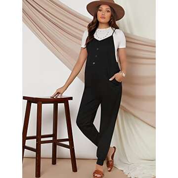 MakeMeChic Women's Maternity Jumpsuit Sleeveless Drawstring Waist Overall Jumpsuits Black A L
