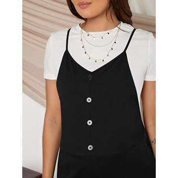 MakeMeChic Women's Maternity Jumpsuit Sleeveless Drawstring Waist Overall Jumpsuits Black A L