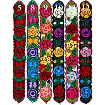YZXDORWJ Women Embrodiered Mexican Belt for Dress Boho Floral Traditional Fiesta Party Sash（17-169BKR）