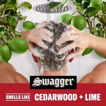Old Spice Swagger 2-in-1 Shampoo and Conditioner Set for Men, Cedarwood Lime Scent, Get Up To 80% Fuller-Looking Hair, Barbershop Quality, 29.2 Fl Oz Each, 2 Pack