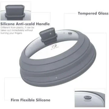 Microwave Splatter Cover Glass Cover Splatter Guard Lid with Collapsible Silicone for Food Pot Cover Plate Cover 11.8 inch Light Grey