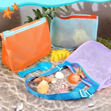 CLAPET Kids Mesh Beach Bags for Sand Toys and Seashells