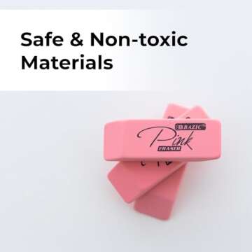 BAZIC Pink Erasers - Smudge Free & Latex Free Erasers