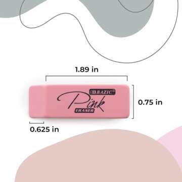 BAZIC Pink Erasers - Smudge Free & Latex Free Erasers